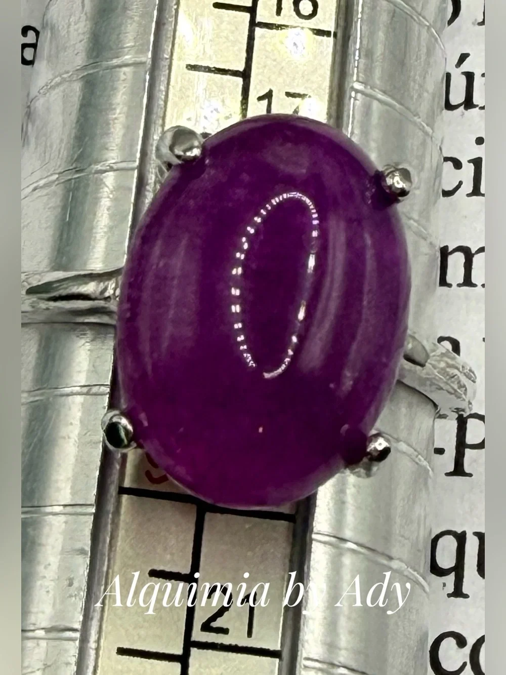 KUNSITE Purple Cabochon Silver Ring